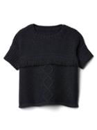 Gap Shimmer Cable Knit Fringe Sweater. - In The Navy