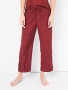 Gap Women Dreamwell Satin Crop Sleep Pants - Red Floral