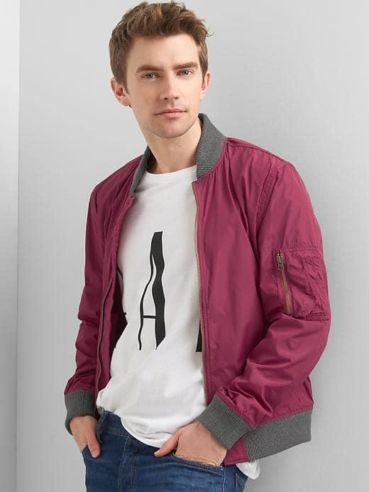 Gap Lightweight Bomber Jacket - Burgundy