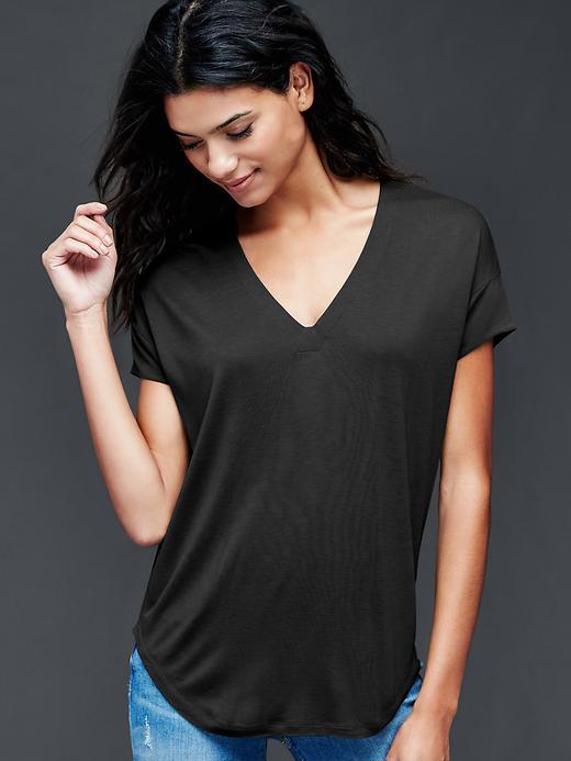 Gap Women V Neck Dolman Tee - True Black