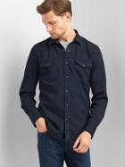 Gap Men Western Denim Slim Fit Shirt - Black Wash