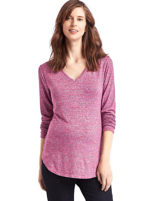 Gap Women Marled V Neck Tee - Devi Pink