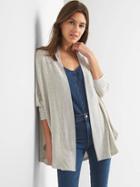 Gap Women French Terry Open Front Cardigan - Pale Heather Grey