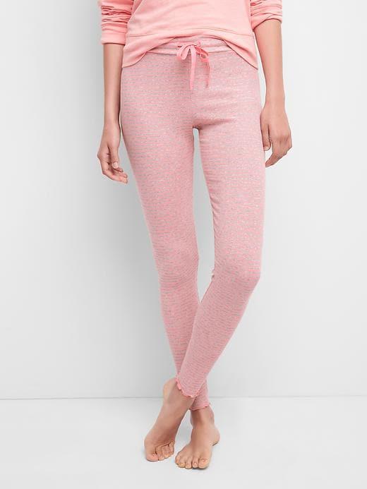 Gap Women Stripe Ribbed Sleep Leggings - Preppy Stripe Pink