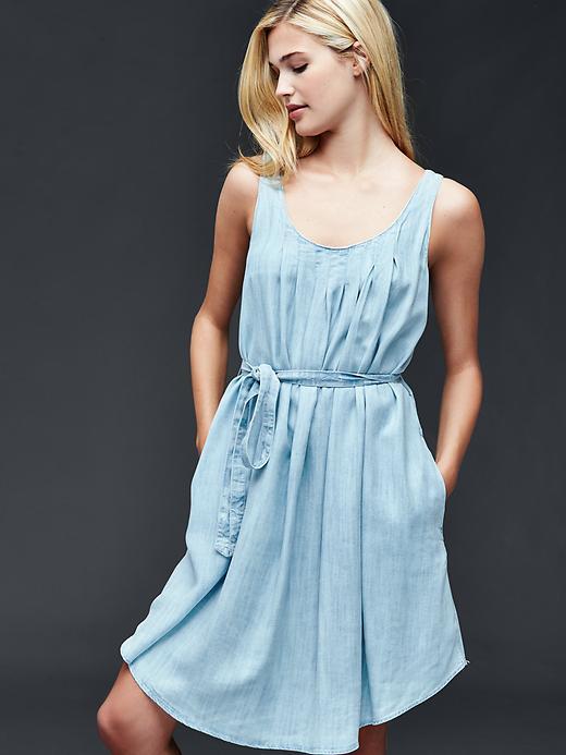 Gap Women Tencel Swing Dress - Light Indigo
