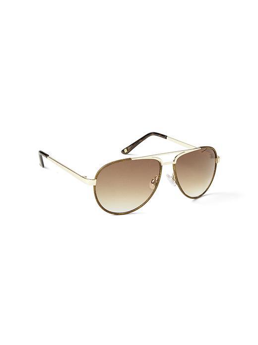 Gap Men Metal Aviator Sunglasses - Gold Tan/smoke Brown