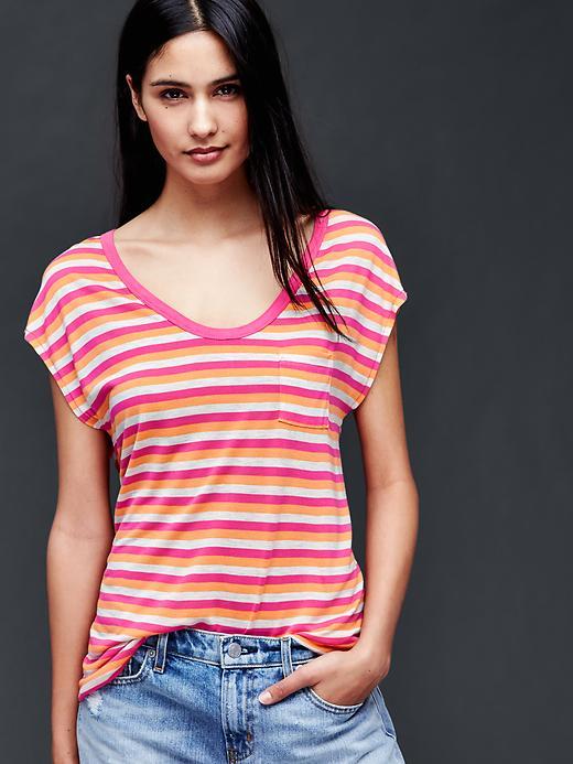 Gap Cap Sleeve Stripe Tee - Guava Pink