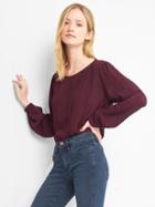 Gap Women Pintuck Lace Crepe Top - Plum Pie