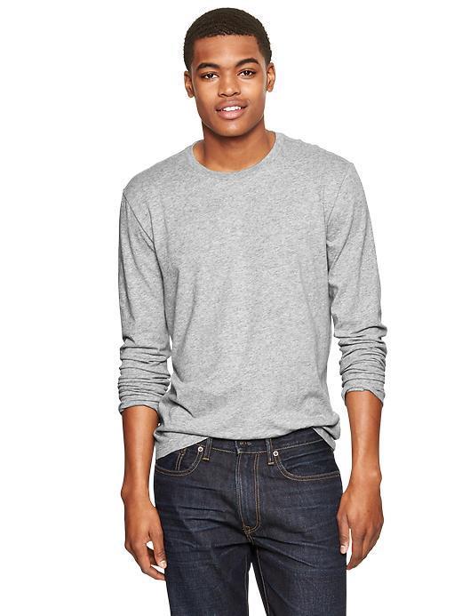 Gap Men Essential Long Sleeve Crewneck T - Heather Gray