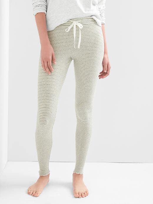 Gap Women Stripe Ribbed Sleep Leggings - Preppy Stripe Grey