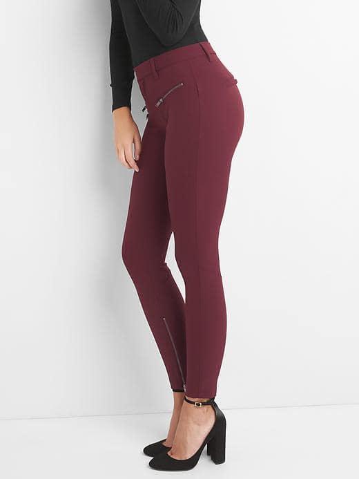 Gap Women Sculpt Moto Leggings - Pinot Noir