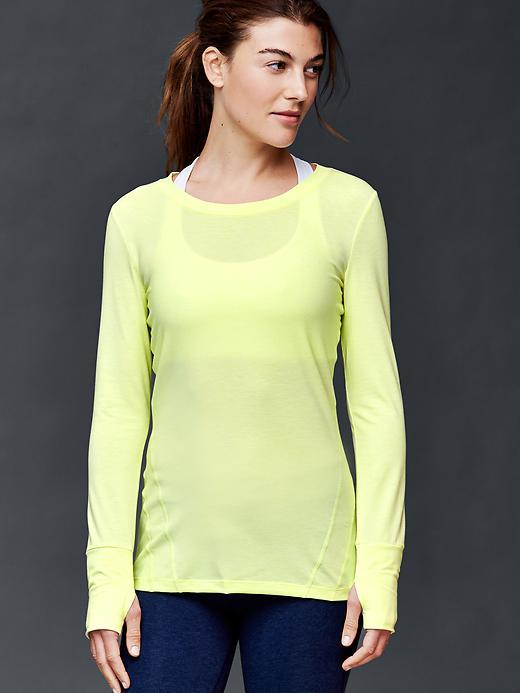 Gap Women Gapfit Breathe Long Sleeve Tee - Neon Lemon Yellow