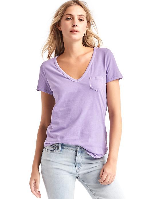 Gap Vintage Wash Sueded V Neck Tee - Purple Heart