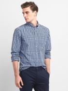 Gap Men Gingham True Wash Poplin Slim Fit Shirt - Sky Blue