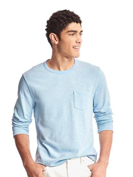 Gap Men Long Sleeve Pocket Tee - Essential Blue