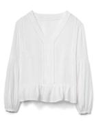 Gap Women Long Sleeve Peplum Top - White