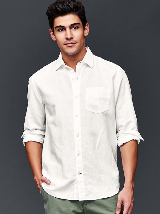 Gap Men Linen Cotton Standard Fit Shirt - White