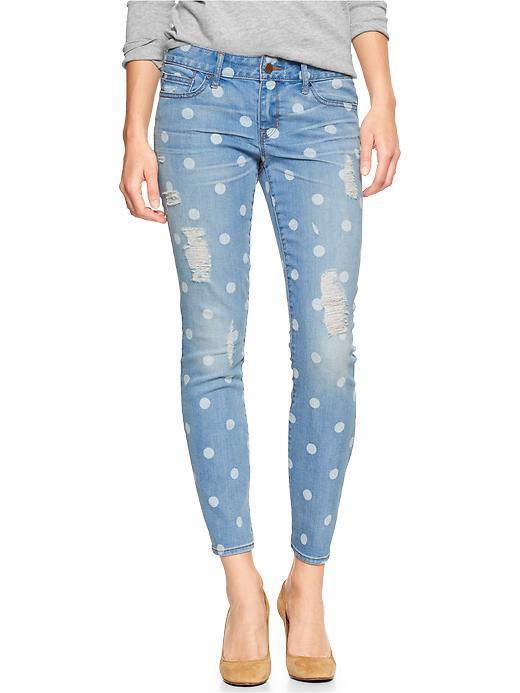 Gap 1969 Destructed Print Always Skinny Skimmer Jeans - Polka Dot