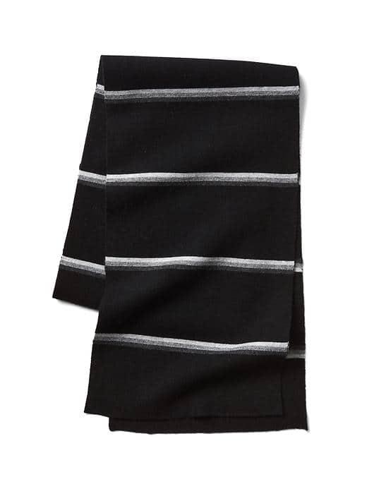 Gap Men Merino Wool Blend Stripe Ski Scarf - Black Stripe
