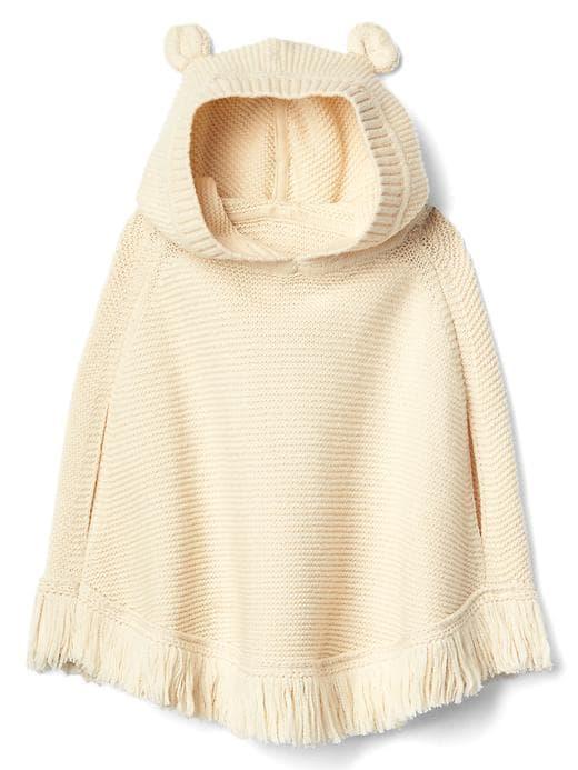 Gap Fringe Bear Garter Poncho - Ivory