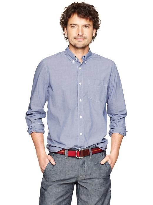 Gap Lived In Wash Microcheck Shirt - Blue Micro Check