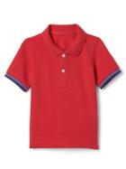 Gap Stripe Sleeve Pique Polo - Pure Red