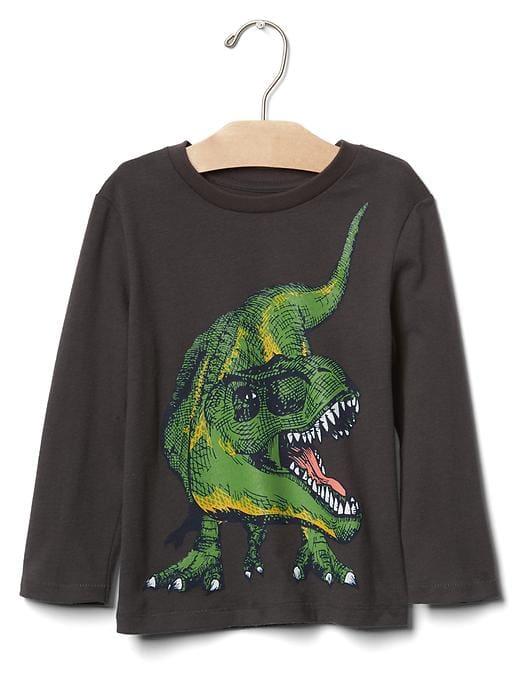Gap Graphic Long Sleeve Crew Tee - Soft Black
