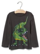 Gap Graphic Long Sleeve Crew Tee - Soft Black