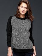 Gap Women Marled Front Pullover Sweater - True Black