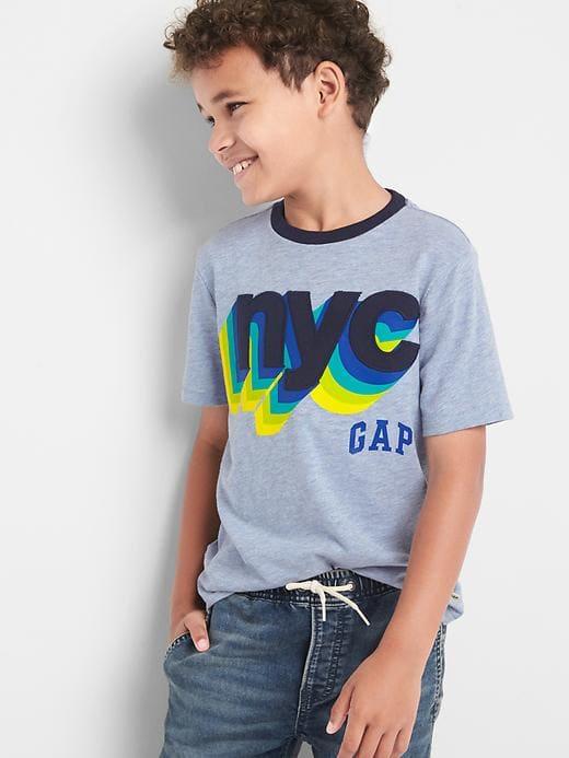 Gap Graphic Crew Slub Tee - Grey Heather