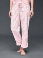 Gap Women Poplin Print Pants - Palm Tree Pink