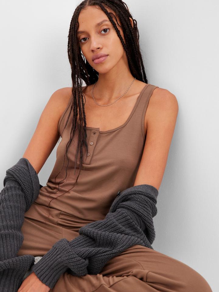 Lenzing3 Modal Supersoft Henley Tank Top