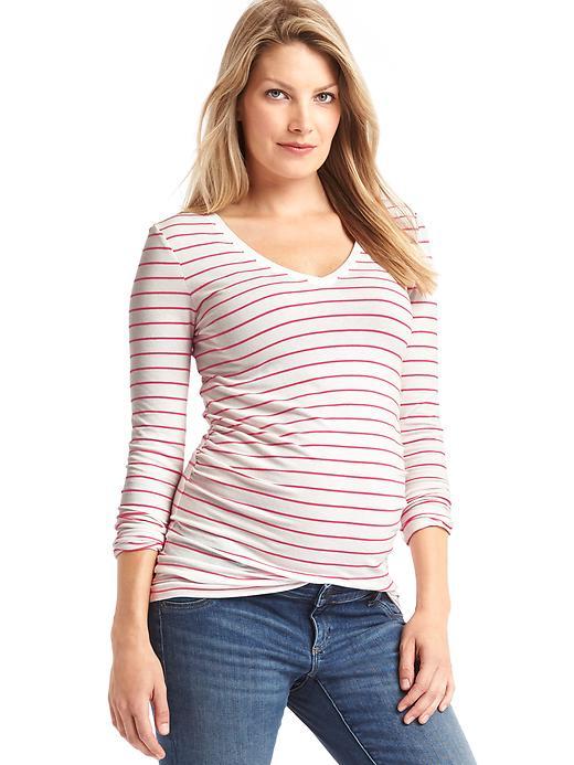 Gap Pure Body Stripe V Neck Tee - Pink Stripe