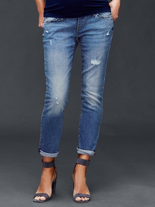 Gap Authentic 1969 Full Panel Destructed Girlfriend Jeans - Light Indigo
