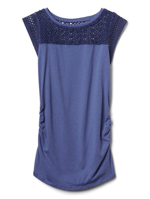Gap Crochet Yoke Short Sleeve Tee - Blue Nova