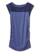 Gap Crochet Yoke Short Sleeve Tee - Blue Nova