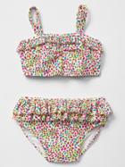Gap Ditsy Floral Ruffle Swim Two Piece - Small Floral Pink