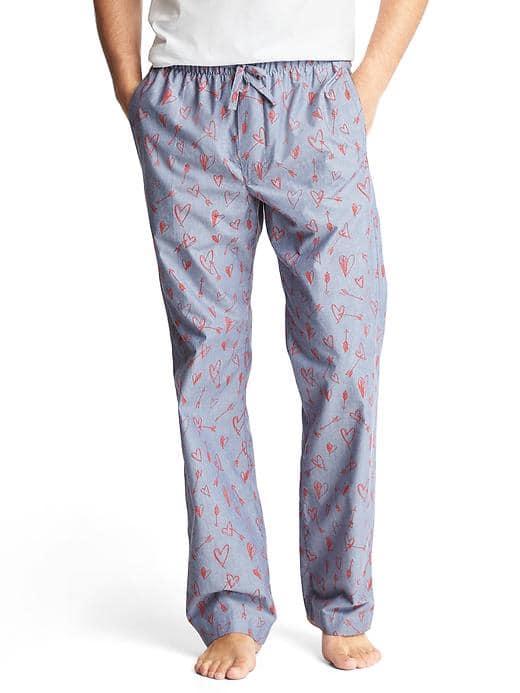 Gap Men Heart Print Pj Pants - Denim