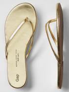 Gap Leather Flip Flops - Gold
