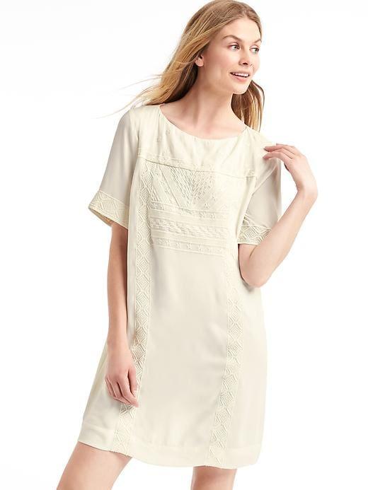 Gap Women Flowy Embroidered Shift Dress - Snow Cap