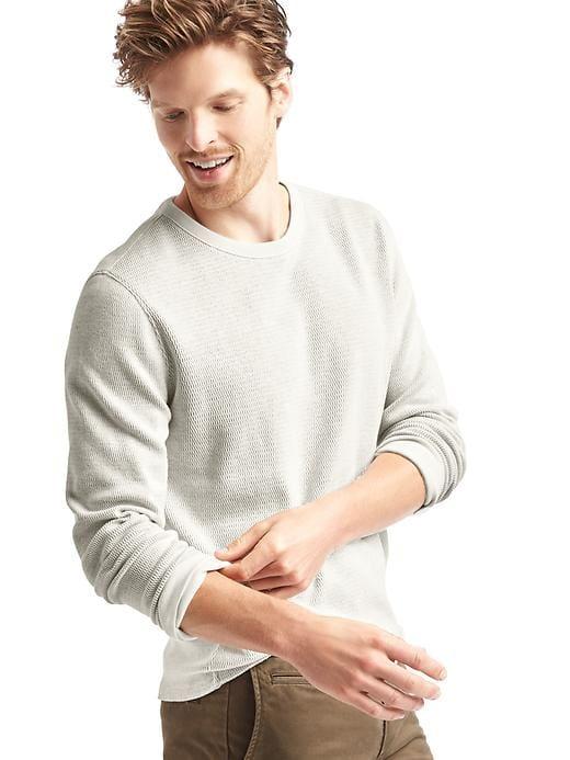 Gap Men Waffle Knit Crew Sweatshirt - Chalk