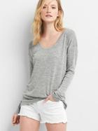 Gap Women Softspun Scoopneck Tee - Light Grey Marle