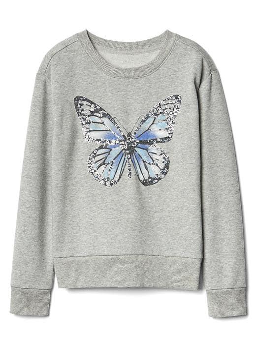 Gap Women Embellished Logo Crew Sweatshirt - Grey Heather