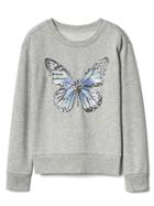 Gap Women Embellished Logo Crew Sweatshirt - Grey Heather