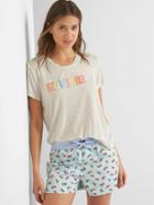 Gap Women Mix And Match Short Sleeve Sleep Shirt - White Heather Dreamy