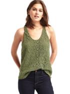 Gap Crochet Lace Scoop Tank - Army Jacket Green