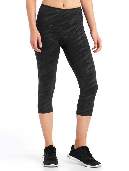 Gap Women Gapfit Blackout Gfast Print High Rise Capris - Liquid Shine Black