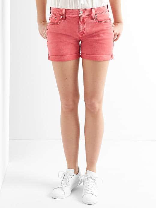 Gap Women Mid Rise Denim Roll Shorts - Weathered Red