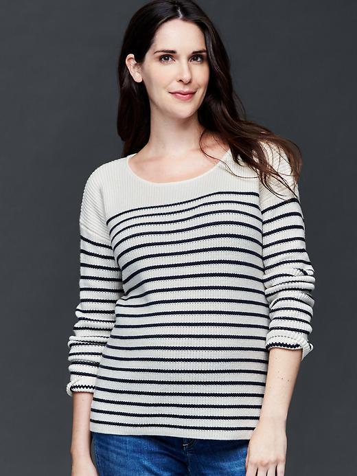 Gap Brooklyn Stripe Scoop Sweater - Navy Stripe
