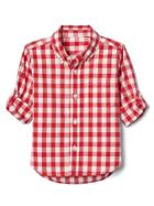 Gap Check Poplin Convertible Shirt - Pepper Red